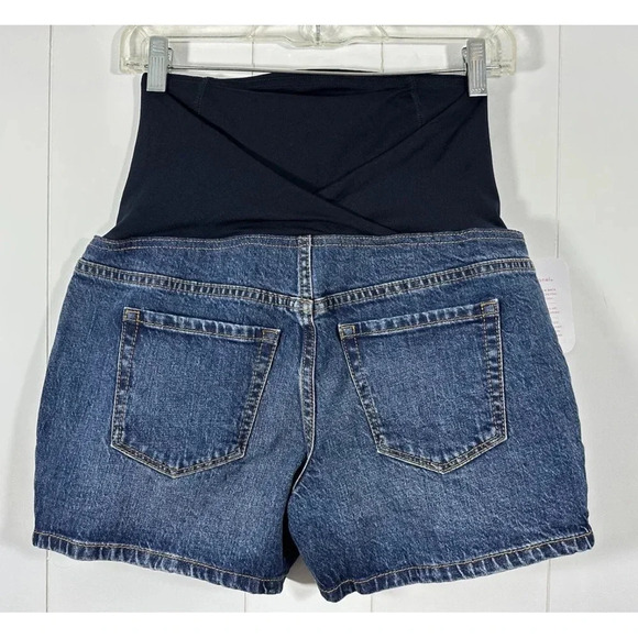 Isabel Maternity Size 2 Over Belly Maternity Dark Wash Shorts - Picture 2 of 4